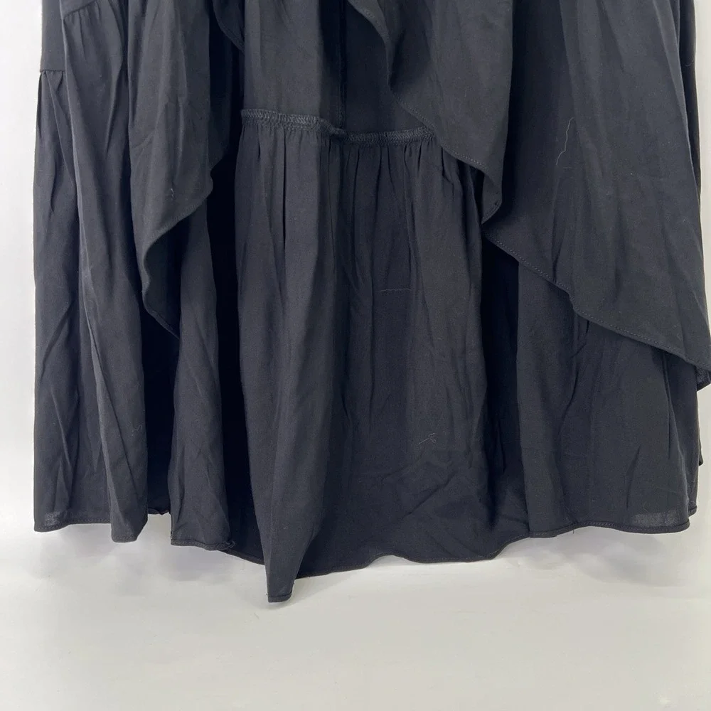 Halara Maxi Skirt Sz M Black High Waist Tiered Ruffle Hem Flowy Boho Resort - Picture 5 of 15